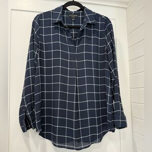 Banana Republic Factory Navy Plaid Blouse